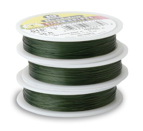 Beadalon 19-Strand Bead Stringing Wire, 0.018-Inch, Green, 30-Feet