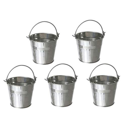 PIXNOR 12pcs Mini Metal Buckets with Handles Vintage French Fries Pails Votive Candles Plant Tinplate Trinket Holder for Icing French Fries Appetizers Or Centerpieces