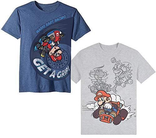 Nintendo Super Mario Kart Boys Short Sleeve T-Shirt 2 Pack Blue Grey -8- Nintendo Super Mario Kart Boys Short Sleeve T-Shirt 2 Pack Blue Grey -8-