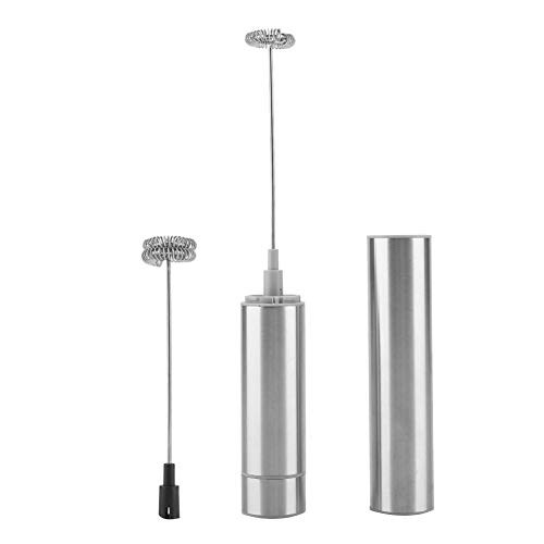 Handheld Milk Frother, Electric Milk Frother Foam Maker w/Double Whisk Heads Storage Cover Stainless Steel Handheld Milk Frother for Cappuccino Latte Coffee Matcha