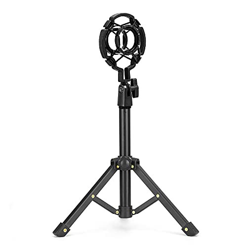 Muslady Tabletop Microphone Tripod Stand Desktop Mic Stand Metal Mic Tripod with Mic Holder for Streaming Recording