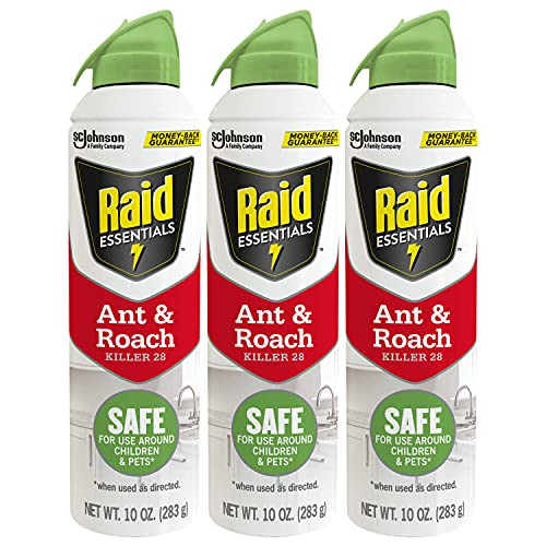 Raid Essentials Ant and Roach Killer, Child and Pet Safe, for Indoor Use, 10 Ounce -Pack of 3- Raid Essentials Ant and Roach Killer, Child and Pet Safe, for Indoor Use, 10 Ounce -Pack of 3-