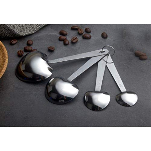 xmwm Heart Measuring Spoon Sets Coffee Tools Sets of 4, 304 Stainless Steel Measure Spoons for Baking and Cooking