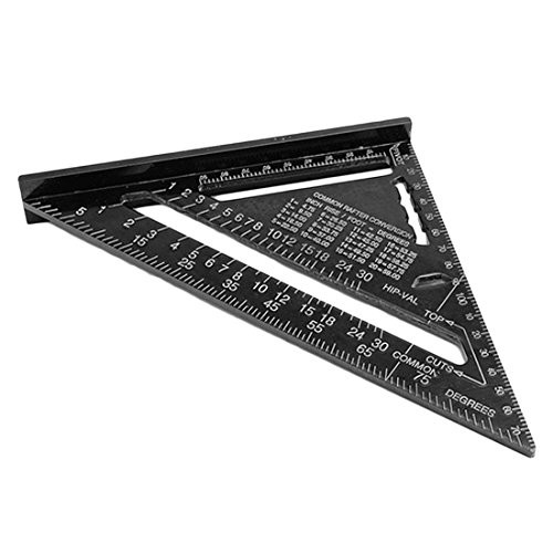 JPONLINE Triangular Measuring Ruler 7 Inch Metric Aluminum Alloy Speed Square Roofing Triangle Angle Protractor Trammel Tools NEW