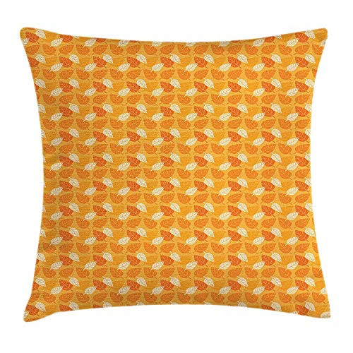 Burnt Orange Throw Pillow Cushion Cover by, Autumn Leaves Silhouettes Foliage Illustration Nature Theme, Decorative Square Accent Pillow Case, 18 X 18 Inches, Orange Burnt Orange White Burnt Orange Throw Pillow Cushion Cover by, Autumn Leaves Silhouettes Foliage Illustration Nature Theme, Decorative Square Accent Pillow Case, 18 X 18 Inches, Orange Burnt Orange White