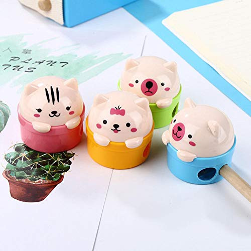 HJPOQZ Cute Lovely Plastic Cat Pig Pencil Sharpener Cartoon Animals Pen Sharpener Stationery Supplies for Kids School