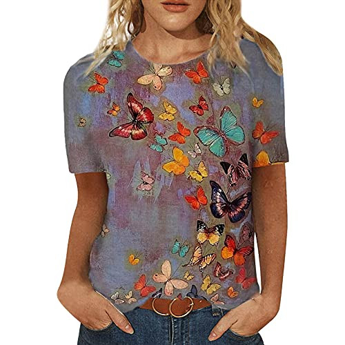 YSLMNOR 4th of July Butterfly Tops for Womens Summer Short Sleeve T Shirt Loose Casual Crewneck Pullover Fashion Ladies Tunic YSLMNOR 4th of July Butterfly Tops for Womens Summer Short Sleeve T Shirt Loose Casual Crewneck Pullover Fashion Ladies Tunic