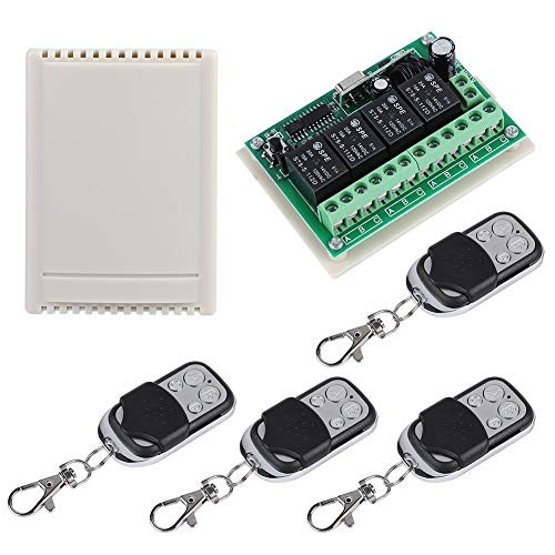 ASHATA Wireless Remote Control Relay Switch, Multi-Function 4-Way Remote Control Switch Wireless Relay Switch Receiver Replacement with High Receiving Sensitivity