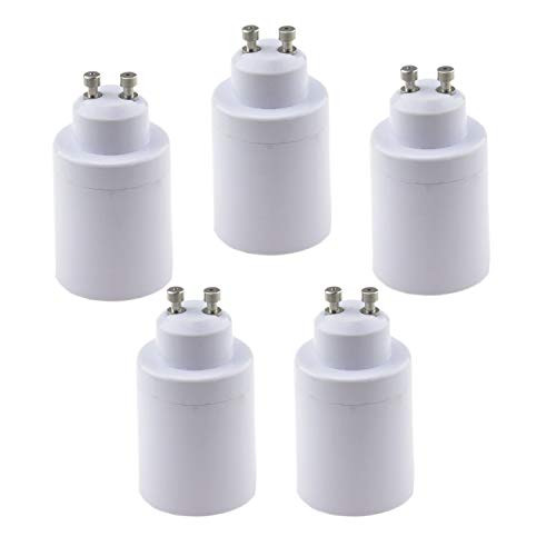 Rextin 5pcs GU10 To E26/E27 bulb Adapters - Converts Pin Base Fixture GU10 To Standard Screw-in Bulb Socket -GU10 TO E26 5pcs-