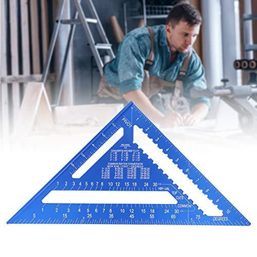 Triangular Angle Ruler, Non-Fading Aluminum Alloy Metric British Double-Sided Scale Resistance Triangular Protractor Ruler Wear- for Measure