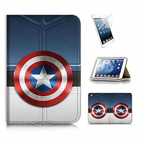 ( For iPad Mini 1 2 3 , Gen 1/2/3 ) Flip Wallet Case Cover and Screen Protector Bundle A9413 Captain America