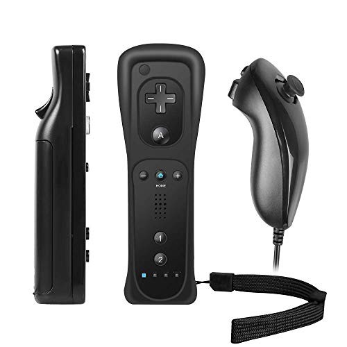 Controller for Wii, PowerLead Built-in Motion Plus Remote and Nunchuck Controller for Nintendo Wii and Wii U plus Silicon Case Black -Renewed- Controller for Wii, PowerLead Built-in Motion Plus Remote and Nunchuck Controller for Nintendo Wii and Wii U plus Silicon Case Black -Renewed-