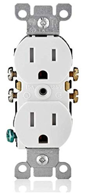 Leviton T5320-WMP M22-Straight Blade Tamper Resistant Duplex Receptacle, 125 V, 15 A, 2 Pole, 3 Wire, White, 1 Pack of 10