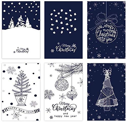 GIAOYAO Christmas Greeting Card with Envelope Snowman Santa Claus Cartoon New Year Postcard Gift Card Xmas Party Supplies 6Pcs/Set