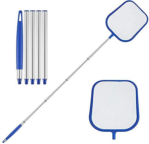 Jayayamala Portable Pool Skimmer Net, Pool Skimmer Mesh Net with 60" Detachable Pole 5 Sections, Above Ground Pool Skimmer Net for Swimming Pools, Pool Accessories and Supplies