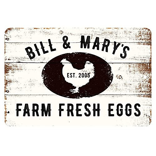 Tvdegse Personalized Farm Fresh Eggs Rustic Look Metal Sign Chicken Accessories for coops Custom Farm Signs Egg Apron for Fresh Eggs