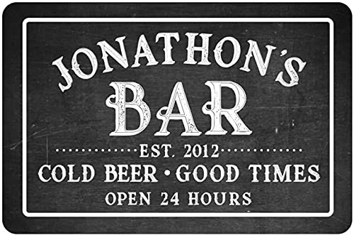 ICRAEZY Bar Sign Personalized Vintage Distressed Look Bar Cold Beer Good Times Metal Sign Wall Decor Gift bar Accessories and Decor for The Home