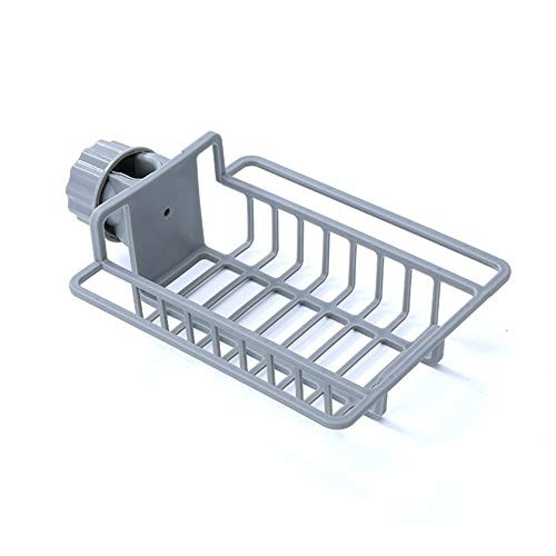 Tenacitee Kitchen Sink Faucet Sponge Soap Holder Drain Rack, Faucet Storage Rack, Kitchen Sink Organizer, Soap Drainer, Sponges, for Kitchen Bathroom -Color : Gray-