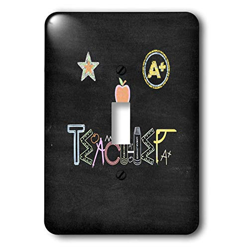 3dRose Image of Teacher Spelled, School Supplies, Blackboard. - Light Switch Covers -lsp-334038-1- 3dRose Image of Teacher Spelled, School Supplies, Blackboard. - Light Switch Covers -lsp-334038-1-