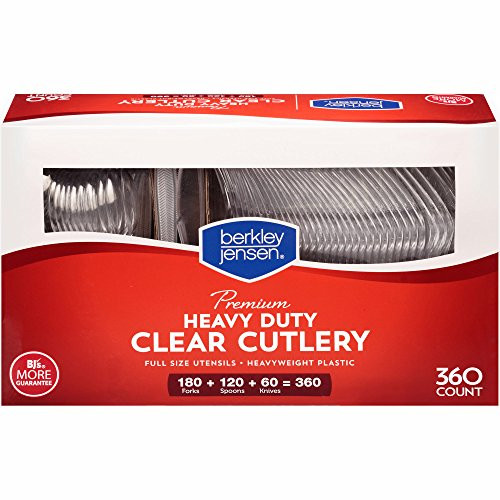 Product of Berkley Jensen Super Premium Heavyweight Plastic Cutlery, 360 ct. - Clear - Disposable Tabletop [Bulk Savings]