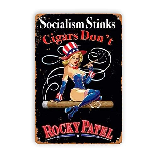 Socialism Stinks Cigars Don't Rocky Patel Tin Signs, Vintage Metal Tin Sign Retro Poster Design for Cafes Bar Pub Beer Club Wall Home Decor 12x8 Inch Socialism Stinks Cigars Don't Rocky Patel Tin Signs, Vintage Metal Tin Sign Retro Poster Design for Cafes Bar Pub Beer Club Wall Home Decor 12x8 Inch