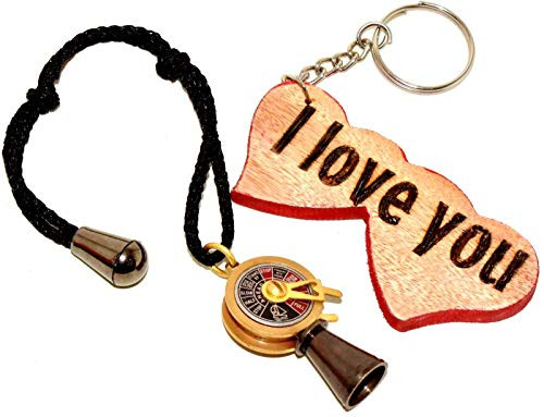 Nautical Solid Brass Titanic Engine Telegraph Key Ring, 5", Brass
