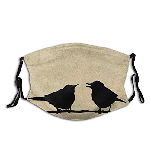 Comfortable Activated Carbon mask,Grunge Worn Out Background With Bird Silhouettes On A Wire Urban Animal Scenery,Facial decorations for adults