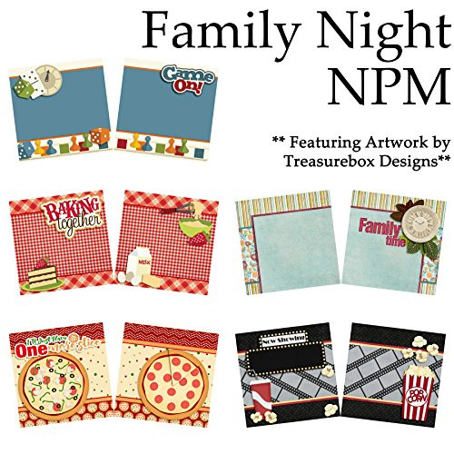 FAMILY NIGHT Non-Photo-Mat Scrapbook Set - 5 Double Page Layouts