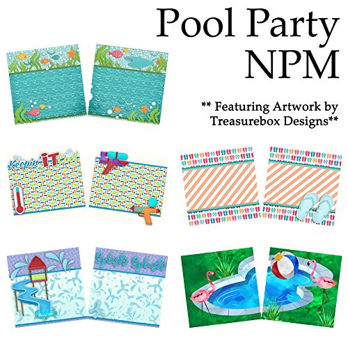 POOL PARTY Non-Photo-Mat Scrapbook Set - 5 Double Page Layouts