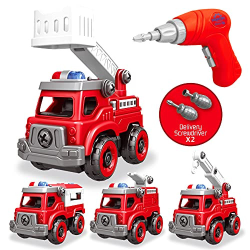 4-in-1 Take Apart Toys Truck with Electric Drill, DIY Assembly Fire Truck Toy Vehicles, Kids STEM Building Educational Cars Toys, Birthday Gifts for Age 3 4 5 6 7 8 Years Old Boys Girls 4-in-1 Take Apart Toys Truck with Electric Drill, DIY Assembly Fire Truck Toy Vehicles, Kids STEM Building Educational Cars Toys, Birthday Gifts for Age 3 4 5 6 7 8 Years Old Boys Girls