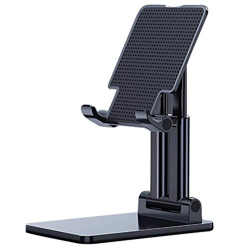 Cell Phone Stand, Double Pole Desktop Bracket,Adjustable Angle Height Phone Stand for Desk,Foldable Cell Phone Holder, Tablet Stand,Compatible with All Mobile Phone/iPad/Kindle/Tablet -Black-
