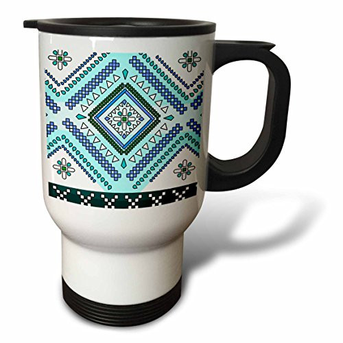 3dRose tm_165801_1" Aztec Andes Tribal Geometric Pattern Blue and White" Travel Mug, 14 oz, Multicolor 3dRose tm_165801_1" Aztec Andes Tribal Geometric Pattern Blue and White" Travel Mug, 14 oz, Multicolor