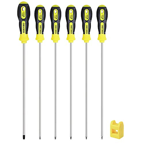IEBUOBO 6-Piece Extra Long Torx Screwdrivers Set, length 12''-300mm- T10 - T30, Long Long star Screwdrivers Set, Setwith Magnetizer/Demagnetizer Tool