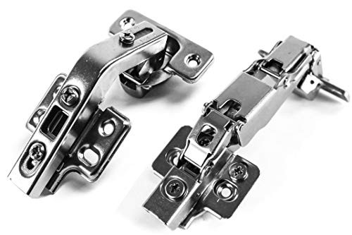 Berta -2 plus2- 135/165 Degree Hinges Combination, Full Overlay,Soft Closing, 3-Cam 6-Way Adjustment, Concealed Frameless Lazy Susan Corner Kitchen Cabinet/Bi Folding Cabinet Door Hinges Set with Screws