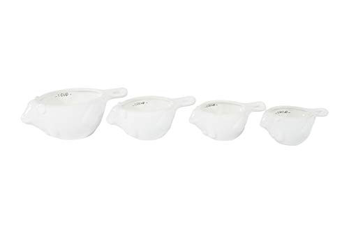 Creative Co-Op White Stoneware Monkey Shaped Measuring Cups -Set of 4 Sizes- Cooking and Baking