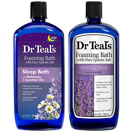 Dr Teal's Foaming Bath Combo Pack -68 fl oz Total-, Melatonin Sleep Soak, and Soothe and Sleep with Lavender Dr Teal's Foaming Bath Combo Pack -68 fl oz Total-, Melatonin Sleep Soak, and Soothe and Sleep with Lavender