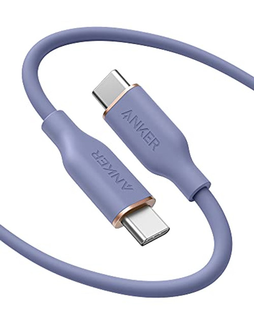 Anker Powerline III Flow, USB C to USB C Cable 100W 6ft, Type C Charging Cable Fast Charge for MacBook Pro 2020, iPad Pro, iPad Air, Galaxy S20, Pixel, Switch, LG, and More-Lavender Grey-