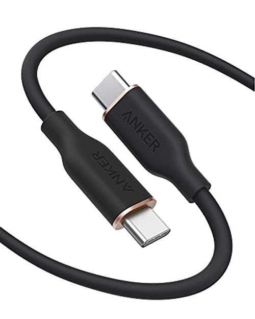Anker Powerline III Flow, USB C to USB C Cable 100W 6ft, Type C Charging Cable Fast Charge for MacBook Pro 2020, iPad Pro, iPad Air, Galaxy S20, Pixel, Switch, LG, and More-Midnight Black-