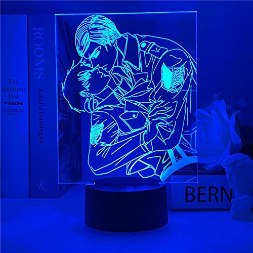 3D Anime Lamp Night Light Attack On Titan Erwin Smith Light for Bedroom Decoration Kids Gift Attack On Titan Led Erwin Smith-Remote Control