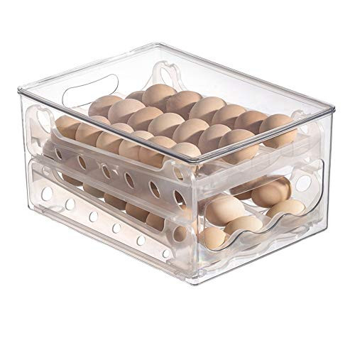 LJPW 36 Grid Egg Holder for Refrigerator, Auto Scrolling Egg Storage Container For Refrigerator, 2-Layer Egg Cartons