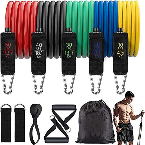 Resistance-Bands-Set Workout-Bands Handles Exercise-Bands - Resistant Bands Workout Bands with Handles for Men Fitness Excersize Weight Strength Bands Set with Door Anchor 11pcs Perfect for Home Gym Resistance-Bands-Set Workout-Bands Handles Exercise-Bands - Resistant Bands Workout Bands with Handles for Men Fitness Excersize Weight Strength Bands Set with Door Anchor 11pcs Perfect for Home Gym