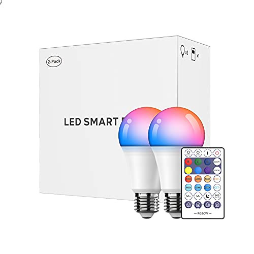 Three Modes RGB Smart Bulb 9W 110V WiFi WiFi Light Bulb Coloring Changing Bulb Bluetooth Voice Control Light Bulb 0-800LM 2700-5600K Dimmable E27 LED Bulb with Remote Control for Bedroom Study