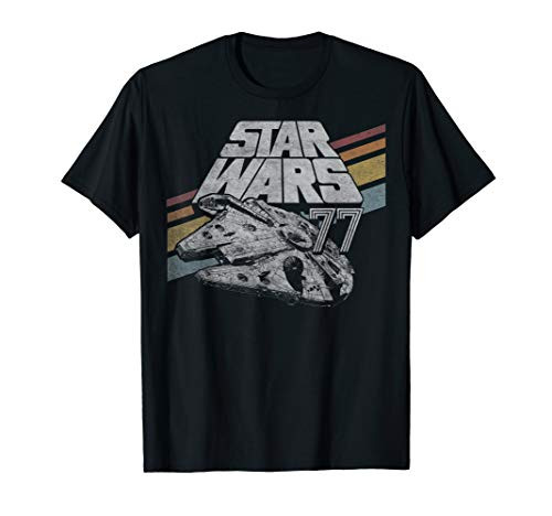 Star Wars Millennium Falcon 77 Retro Diagonal Stripes T-Shirt Star Wars Millennium Falcon 77 Retro Diagonal Stripes T-Shirt