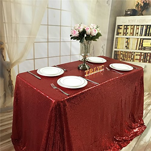 BalsaCircle TRLYC 60 x 102-Inch Rectangular Sequin Tablecloth Red for Wedding Party Christmas Day-Red