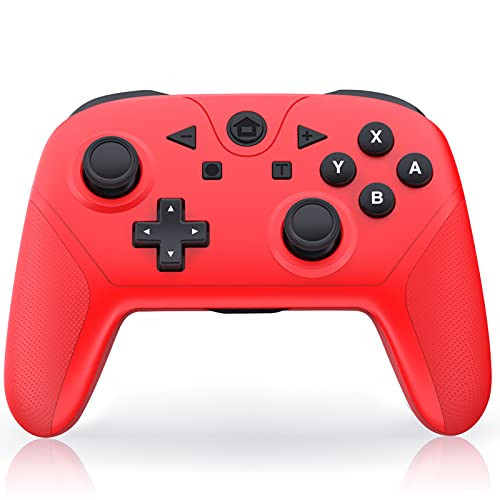 Wireless Controller Compatible with Switch and Switch Lite, Switch Pro Controller Gamepad Remote with NFC, Turbo, Wake up and Motion Control Function -red-