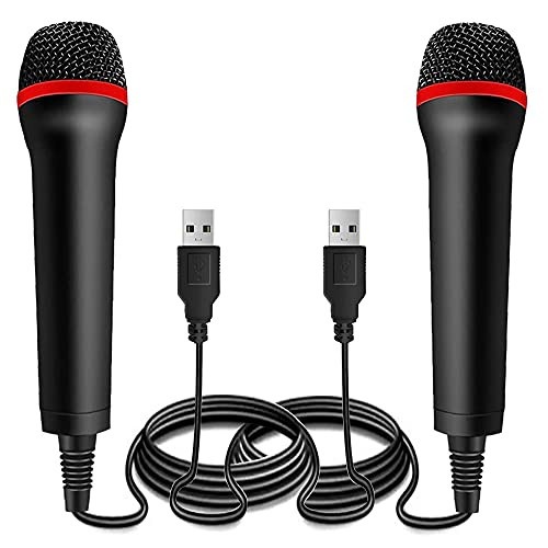 2Pack 13ft Wired USB Microphone for Rock Band, Guitar Hero, Let's Sing - Compatible with Sony PS2, PS3, PS4, PS5, Nintendo Switch, Wii, Wii U, Microsoft Xbox 360, Xbox One and PC