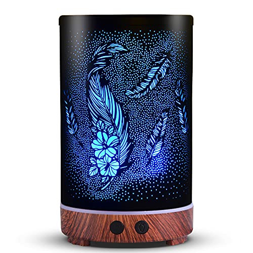 Essential Oil Diffuser, mocosa 200ML Metal Aromatherapy Diffusers with Waterless Auto Shut-Off Protection and Colors Changed LED Nightlight, Aroma Mist Humidifiers for Home,Office,Yoga