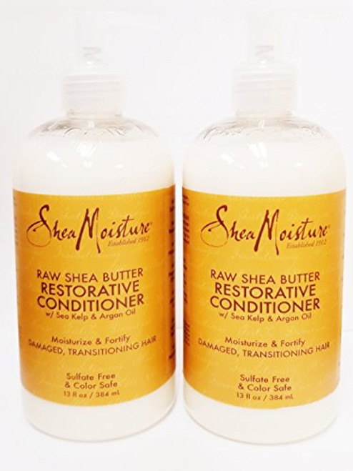 Shea Moisture Raw Shea Butter Restorative Conditioner w/ Sea kelp and argan Oil - Dry, Damaged Hair - Sulfate Free and Color Safe -Value Pack of 2- Shea Moisture Raw Shea Butter Restorative Conditioner w/ Sea kelp and argan Oil - Dry, Damaged Hair - Sulfate Free and Color Safe -Value Pack of 2-