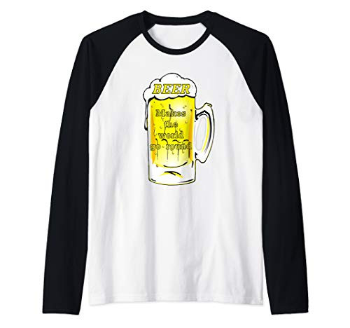 Beer makes the world go round, beer mug graphic Raglan Baseball Tee