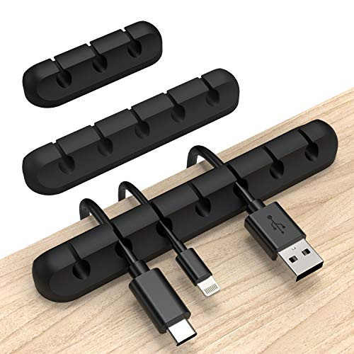 Cable Clips, INCHOR Cable Organizer Cord Holder for Desk, Charging Cable Holder Cord Clips, Nightstand Cord Organizer Cable Management Wire Clip -7, 5, 3 Slots-